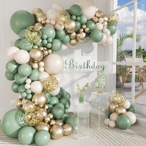 147pcs Sage Green Balloon Arch Kit ، Sage Green Gold Sand Balloons لحضور الزفاف الذكرى السنوية