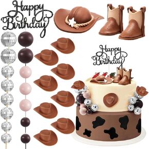 26 PCS Cowgirl Cake Decorations Cowgirl Cake Topper Disco Decorations Hat Topper Western Western Cowboy Birthday Dame For Growle