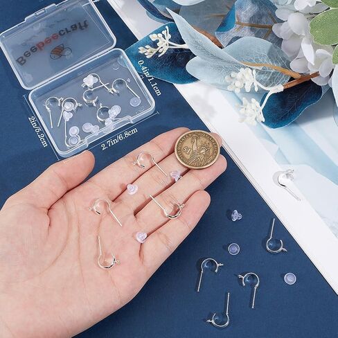 Beebeecraft 1 Box 20Pcs Half Hoop Earring Findings 18K Gold Plated Brass Huggie Earrings with Loop and Ear Nuts for Women DIY Jewelry Dangle Earring Making 13x3mm in Saudi Arabia