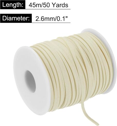 DMiotech Faux Suede Leather Cord 2.6mm x 50 Yards Flat Leather String Thin Leather Strip Lace for Necklace Bracelet Beading Jewelry Making Arts Crafts (Light Beige, 45m) in Saudi Arabia