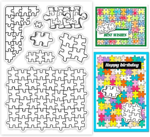 GLOBLELAND Puzzle Background Clear Stamps Puzzle Silicone Clear Stamp Seals Pattern Background Transparent Stamps for DIY Scrapbooking Cards Making Photo Album Journal Decoration in Saudi Arabia