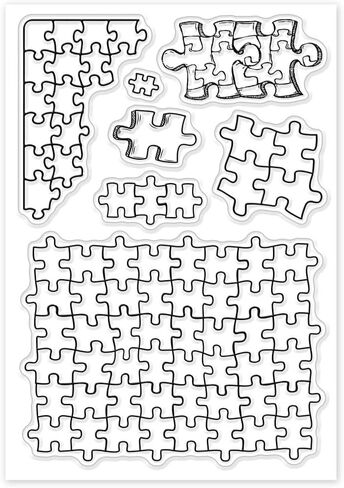GLOBLELAND Puzzle Background Clear Stamps Puzzle Silicone Clear Stamp Seals Pattern Background Transparent Stamps for DIY Scrapbooking Cards Making Photo Album Journal Decoration in Saudi Arabia