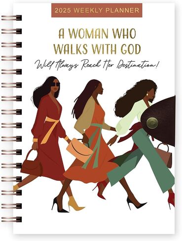 African American Expressions 2025 Dated Planners – Hardcover Weekly & Monthly Planner Celebrating Black Culture & History, 12 tabs, Twin-Wire Binding, Snap Button Closure – Sister Friends in Saudi Arabia