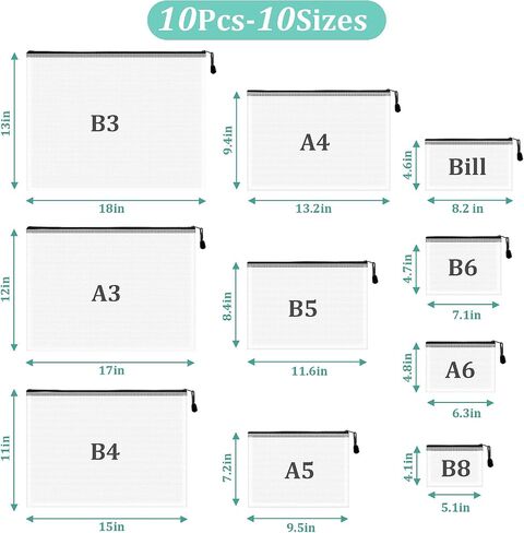 أكياس حقيبة سحرة 32pcs شبكي ، وحقائب سحاب 8 أحجام ، وأكياس شبكية مع سحاب ، وأكياس سحاب بلاستيكية ، و 8 ألوان سحاب أكياس للتنظيم ، وتخزين ألعاب الطاولة ، والسفر ، ومكتب المدرسة. in Kuwait