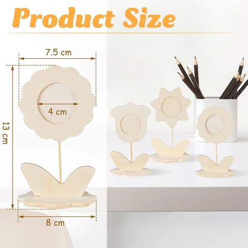 12 Pcs DIY Wood Flower Shape Picture Frames Unfinished Solid Wood Picture Frames Painting Crafts Wooden Photo Frame for Kids Birthday Gift Arts Activities Decorative DIY Projects in Kuwait