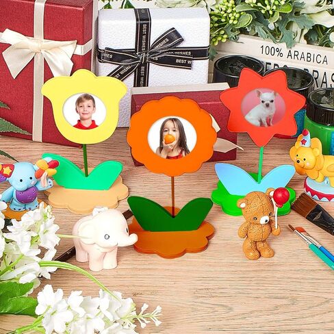 12 Pcs DIY Wood Flower Shape Picture Frames Unfinished Solid Wood Picture Frames Painting Crafts Wooden Photo Frame for Kids Birthday Gift Arts Activities Decorative DIY Projects in Kuwait
