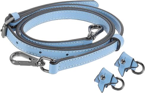SUIKIHUM Bag Shoulder Strap, (37.4"-45.3" Adjustable Replacement Conversion Kit) Genuine Leather with Metal Black Buckle for Women (Blue) in Saudi Arabia