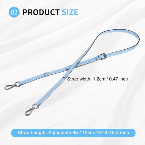 SUIKIHUM Bag Shoulder Strap, (37.4"-45.3" Adjustable Replacement Conversion Kit) Genuine Leather with Metal Black Buckle for Women (Blue) in Saudi Arabia
