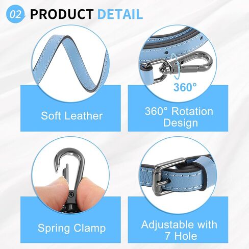 SUIKIHUM Bag Shoulder Strap, (37.4"-45.3" Adjustable Replacement Conversion Kit) Genuine Leather with Metal Black Buckle for Women (Blue) in Saudi Arabia