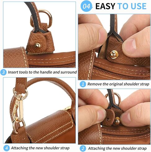 SUIKIHUM Bag Shoulder Strap, (37.4"-45.3" Adjustable Replacement Conversion Kit) Genuine Leather with Metal Black Buckle for Women (Blue) in Saudi Arabia