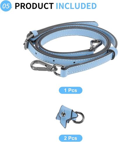 SUIKIHUM Bag Shoulder Strap, (37.4"-45.3" Adjustable Replacement Conversion Kit) Genuine Leather with Metal Black Buckle for Women (Blue) in Saudi Arabia