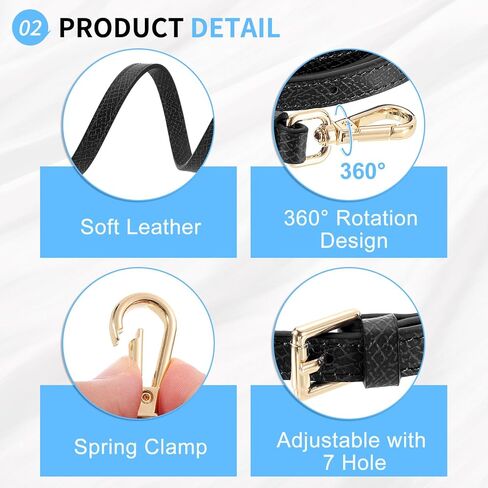 SUIKIHUM Bag Shoulder Strap, (37.4"-45.3" Adjustable Replacement Conversion Kit) Genuine Leather with Metal Black Buckle for Women (Blue) in Kuwait