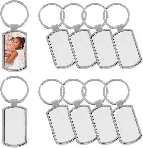 Framendino, 10 Pack Sublimation Keychain Blanks Rectangle Heat Transfer Press Key Chains with Rings for DIY Photos Crafts in Saudi Arabia