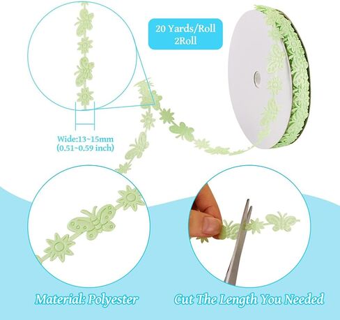 40 Yards Flower Butterfly Polyester Lace Trim Butterfly Flower Embroidered Trim Fabric Edging Trimming for DIY Clothes Sewing Decoration Crafts in Saudi Arabia