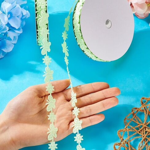 40 Yards Flower Butterfly Polyester Lace Trim Butterfly Flower Embroidered Trim Fabric Edging Trimming for DIY Clothes Sewing Decoration Crafts in Saudi Arabia