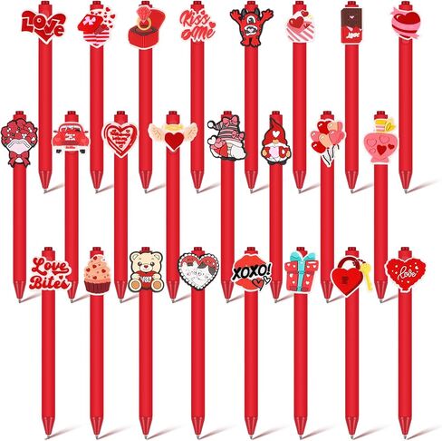24 Pcs Cute Pens Cartoon Pens Funny Pen Writing Kawaii Ballpoint Pens Retractable Black Ink Pens Birthday Party Gifts for Kids Students Office Supplies School Stationery(Red,Cute) in Kuwait