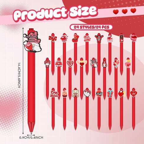 24 Pcs Cute Pens Cartoon Pens Funny Pen Writing Kawaii Ballpoint Pens Retractable Black Ink Pens Birthday Party Gifts for Kids Students Office Supplies School Stationery(Red,Cute) in Kuwait