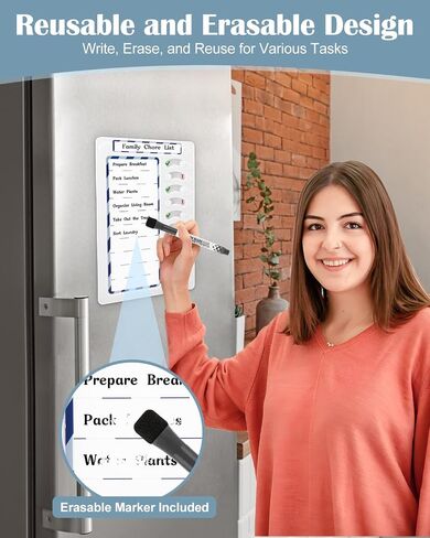 Reusable Dry Erase Chore Chart for Kids, Routine Charts, Chore Board, Daily Checklist, ADHD Tools, Chores List, Whiteboard with Stand and Magnetic Backing, Servd Chart for Home, School, Office in Saudi Arabia