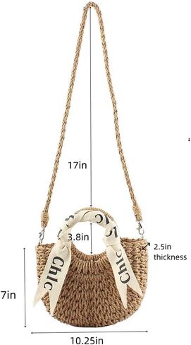 Women's Straw Tote Bag Woven Top Handbag Summer Beach Bag Straw Purse for Beach Vacation Shopping(Khaki) in Kuwait