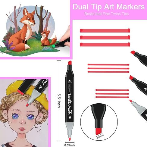80 Colors Alcohol Markers, Double Tip Art Marker Set for Artist(Broad Chisel and Fine Tip), Perfect for Kids Adult Coloring Books Sketching and Card Making in Saudi Arabia