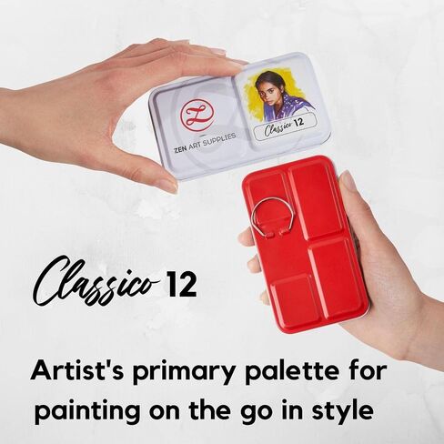 Professional Watercolor Paint Set Sorriso - Non-Toxic 12 Half-Pan Set in Metal Tin Palette - Portable Travel Watercolor Set for Adults - Water Color for Portrait, Figurative & Animal Artists by ZenART in Saudi Arabia