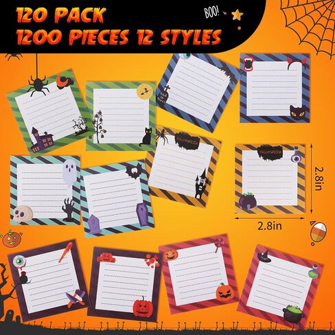 Yexiya 60 Pcs Halloween Sticky Notes Pumpkin Weird Spooky Sticky Notepad Self Adhesive Fun Sticky Notes Kawaii Removable Notes Page Markers for Home Office Supplies, 2.8 x 2.8 Inch, 12 Styles in Saudi Arabia