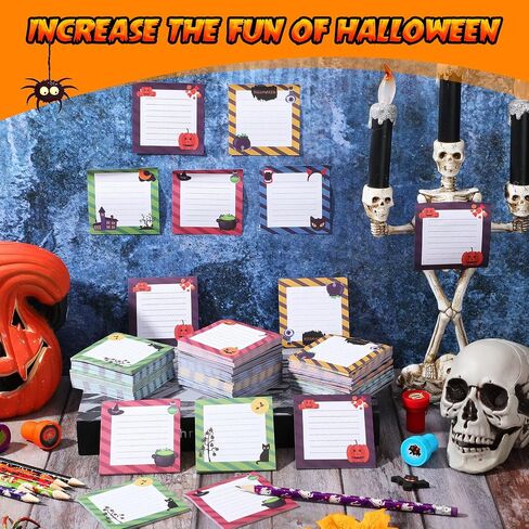 Yexiya 60 Pcs Halloween Sticky Notes Pumpkin Weird Spooky Sticky Notepad Self Adhesive Fun Sticky Notes Kawaii Removable Notes Page Markers for Home Office Supplies, 2.8 x 2.8 Inch, 12 Styles in Saudi Arabia