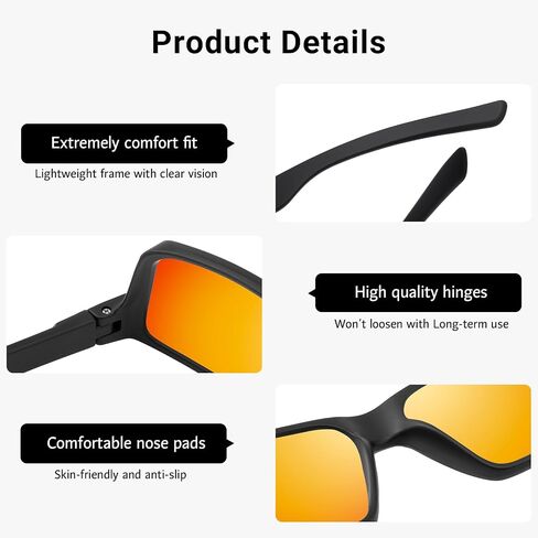 ANRRI Polarized Sports Sunglasses for Men Driving Sunglasses Lightweight Tr90 Frame for Cycling Fishing Running UV400 Protection in Saudi Arabia