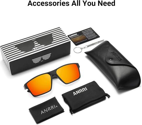 ANRRI Polarized Sports Sunglasses for Men Driving Sunglasses Lightweight Tr90 Frame for Cycling Fishing Running UV400 Protection in Saudi Arabia
