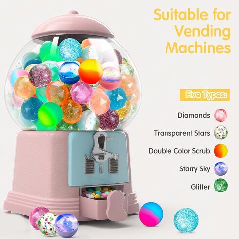 250 قطعة كرات نطاطية الجزء الأكبر 5 أنماط كرات بريق نطاط للأطفال 25 ملم متنوعة من كرات المطاط الصغيرة الملونة للحصول على جوائز لعبة الحفلات الأطفال وآلات البيع in Kuwait