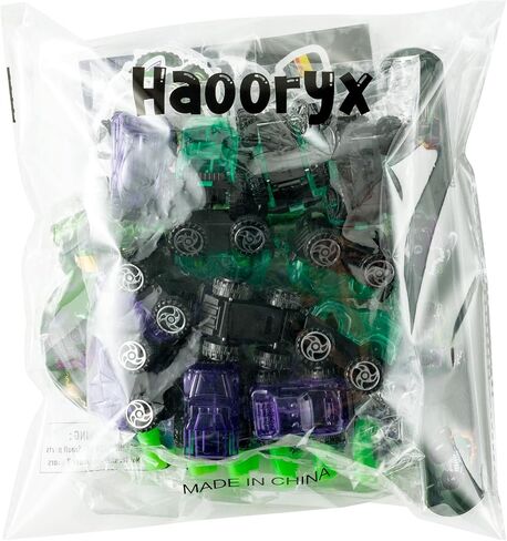 Haooryx Green Purple Monster Truck Party Form - 122pcs Monster Truck Slap Bracelets Stickers standouts bluouts noisemakers mini car keychain مع حقيبة هدايا للأطفال. in Kuwait