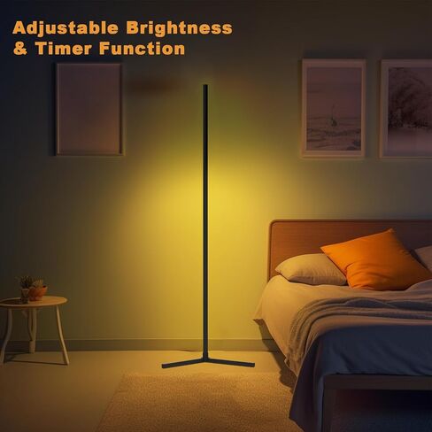 Corner Floor Lamp, 65" RGB LED Floor Lamp with 16 Million Colors, DIY Modes, Music Sync&Timing, Modern Standing Lamp with App and Remote Control, Suitable for Bedroom and Gaming Room in Saudi Arabia