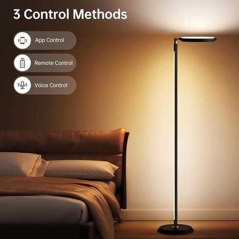 LED LED Smart Floor Lamp ، RGBCW Corner Lamp يعمل مع Alexa ، 1800lm اللون الذي يتغير مع 16 مليون ألوان DIY ، مزامنة الموسيقى ، مصباح قائم بذاته لغرفة المعيشة ، التحكم في الضوء المزدوج عبر التطبيق/الصوت/البعيدة in Saudi Arabia