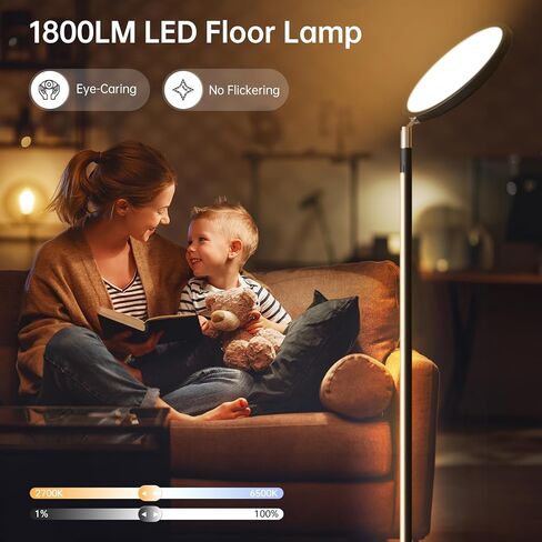 LED LED Smart Floor Lamp ، RGBCW Corner Lamp يعمل مع Alexa ، 1800lm اللون الذي يتغير مع 16 مليون ألوان DIY ، مزامنة الموسيقى ، مصباح قائم بذاته لغرفة المعيشة ، التحكم في الضوء المزدوج عبر التطبيق/الصوت/البعيدة in Saudi Arabia