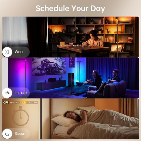 LED LED Smart Floor Lamp ، RGBCW Corner Lamp يعمل مع Alexa ، 1800lm اللون الذي يتغير مع 16 مليون ألوان DIY ، مزامنة الموسيقى ، مصباح قائم بذاته لغرفة المعيشة ، التحكم في الضوء المزدوج عبر التطبيق/الصوت/البعيدة in Saudi Arabia