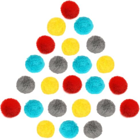 SunGrow Cat Pom Pom Balls, 20 Multi-Colored Shiny Enrichment Tinsel Pom Poms, 1" Tight Woven Yarn, Fuzzy Flash Balls for Indoor Kitten, Assorted Soft Glitter Orbs for Feline's Body and Brain Workout in Saudi Arabia