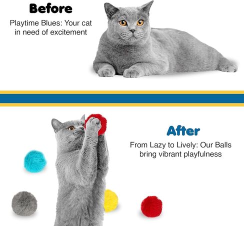 SunGrow Cat Pom Pom Balls, 20 Multi-Colored Shiny Enrichment Tinsel Pom Poms, 1" Tight Woven Yarn, Fuzzy Flash Balls for Indoor Kitten, Assorted Soft Glitter Orbs for Feline's Body and Brain Workout in Saudi Arabia