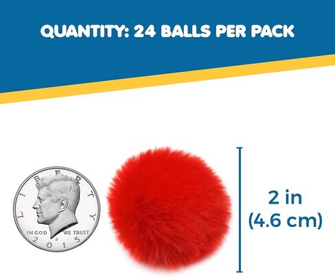SunGrow Cat Pom Pom Balls, 20 Multi-Colored Shiny Enrichment Tinsel Pom Poms, 1" Tight Woven Yarn, Fuzzy Flash Balls for Indoor Kitten, Assorted Soft Glitter Orbs for Feline's Body and Brain Workout in Saudi Arabia
