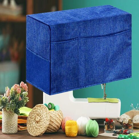 TEQIN Foldable Sewing Machine Protective Cover with Storage Pockets, Universal Dustproof Quilted Dust Cover, Blue in Kuwait