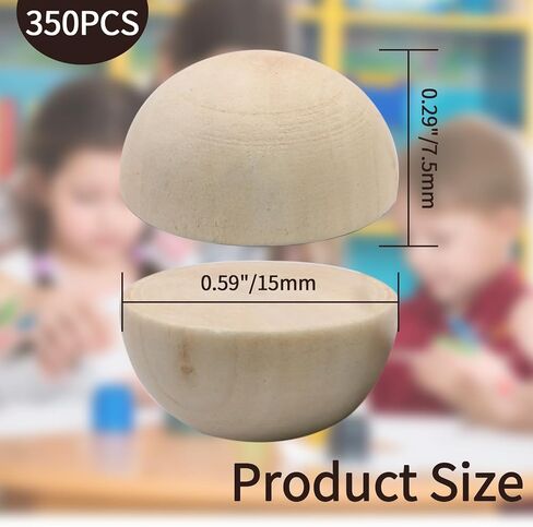 500 Pack Unfinished Wooden Beads - 12mm Half Round Wooden Beads and Small Wood Balls Half Craft Balls for DIY Projects, Christmas Decorations in Saudi Arabia