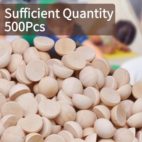 500 Pack Unfinished Wooden Beads - 12mm Half Round Wooden Beads and Small Wood Balls Half Craft Balls for DIY Projects, Christmas Decorations in Saudi Arabia