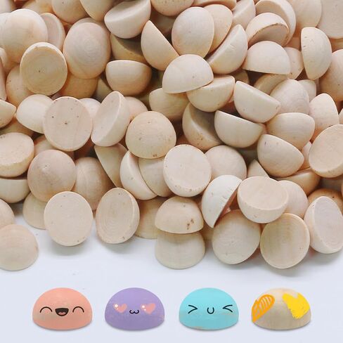 500 Pack Unfinished Wooden Beads - 12mm Half Round Wooden Beads and Small Wood Balls Half Craft Balls for DIY Projects, Christmas Decorations in Saudi Arabia