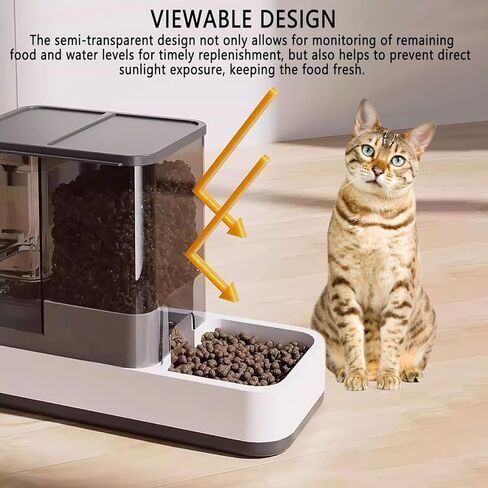 kathson Gravity Cat Food and Water Dispenser Automatic Dog Feeder Waterer 2 in 1 Auto Pet Food and Water Bowl Set Self Feeding for Puppy Kitten，Grey in Kuwait