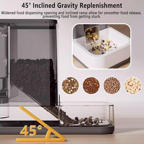 kathson Gravity Cat Food and Water Dispenser Automatic Dog Feeder Waterer 2 in 1 Auto Pet Food and Water Bowl Set Self Feeding for Puppy Kitten，Grey in Kuwait