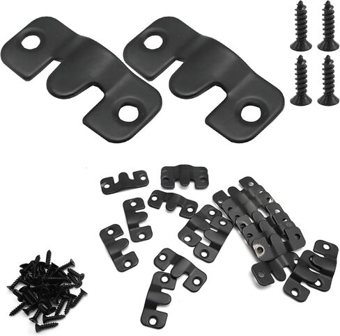 20Pcs Flush Mount Bracket, 1.69 x 0.75 inch Interlocking Photo Frame Hook, Stainless Steel Picture Hanger Z Clip Bracket for Picture Display Art Gallery Wall Mount (Black) in Kuwait