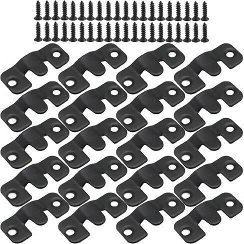 20Pcs Flush Mount Bracket, 1.69 x 0.75 inch Interlocking Photo Frame Hook, Stainless Steel Picture Hanger Z Clip Bracket for Picture Display Art Gallery Wall Mount (Black) in Kuwait