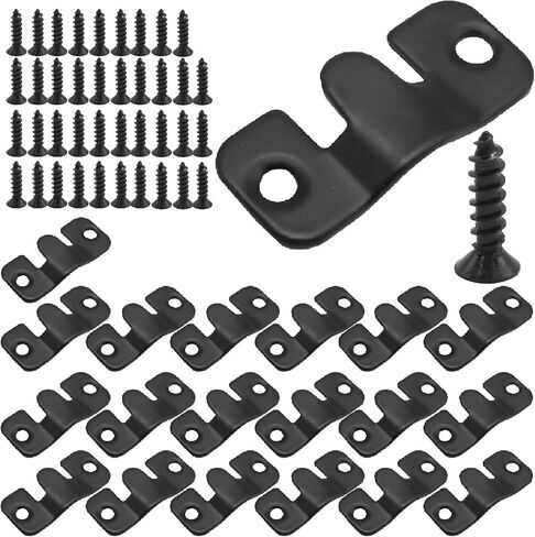 20Pcs Flush Mount Bracket, 1.69 x 0.75 inch Interlocking Photo Frame Hook, Stainless Steel Picture Hanger Z Clip Bracket for Picture Display Art Gallery Wall Mount (Black) in Kuwait