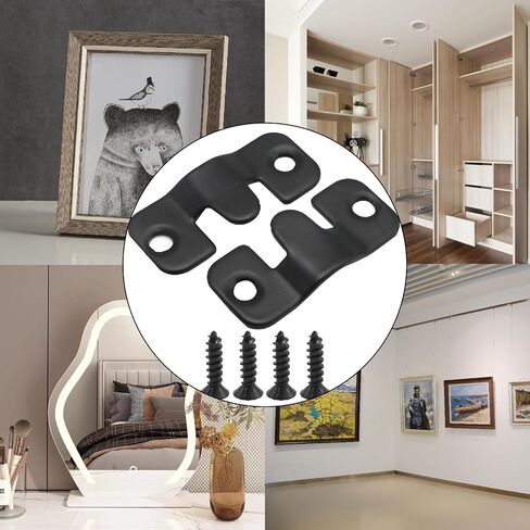 20Pcs Flush Mount Bracket, 1.69 x 0.75 inch Interlocking Photo Frame Hook, Stainless Steel Picture Hanger Z Clip Bracket for Picture Display Art Gallery Wall Mount (Black) in Kuwait