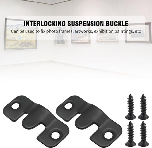 20Pcs Flush Mount Bracket, 1.69 x 0.75 inch Interlocking Photo Frame Hook, Stainless Steel Picture Hanger Z Clip Bracket for Picture Display Art Gallery Wall Mount (Black) in Kuwait