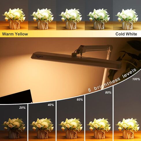 LED Architect Desk Lamp with Clamp, Metal Swing Arm 2000 Lumens Dimming Office Table Lamp for Task Work Drafting Reading Desktop, 234PCS Bright LEDs, 24W, 5 Color Temperatures Workbench Lamp in Kuwait